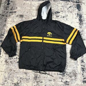 Vintage Iowa Hawkeyes Men's Black & Yellow Windbreaker Full Zip Jacket Sz 2XL